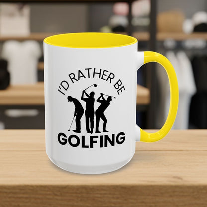 I'd Rather Be Golfing - Golf Mug - 15oz in Yellow