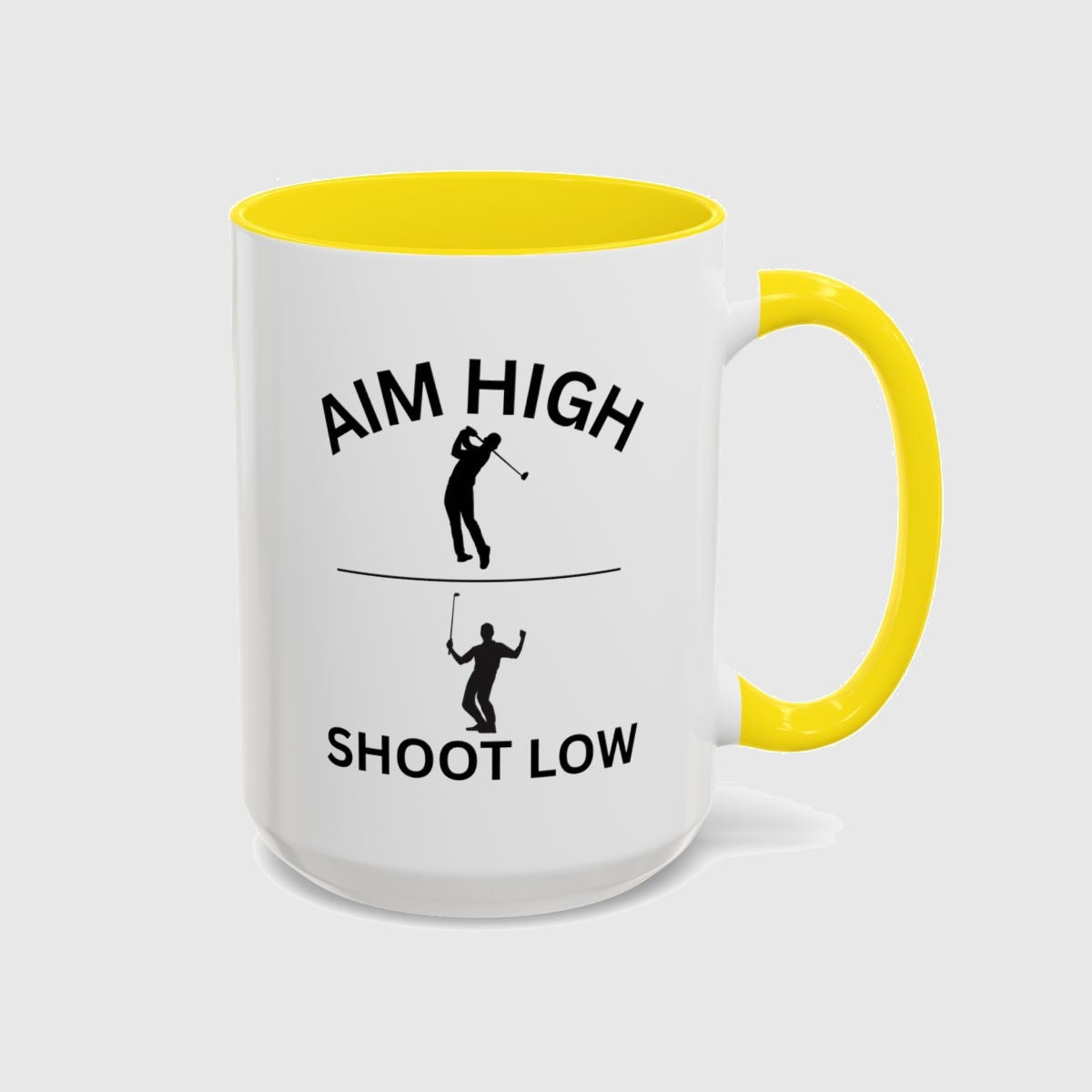 Aim High - Shoot Low (Male) - Golf Mug in Yellow