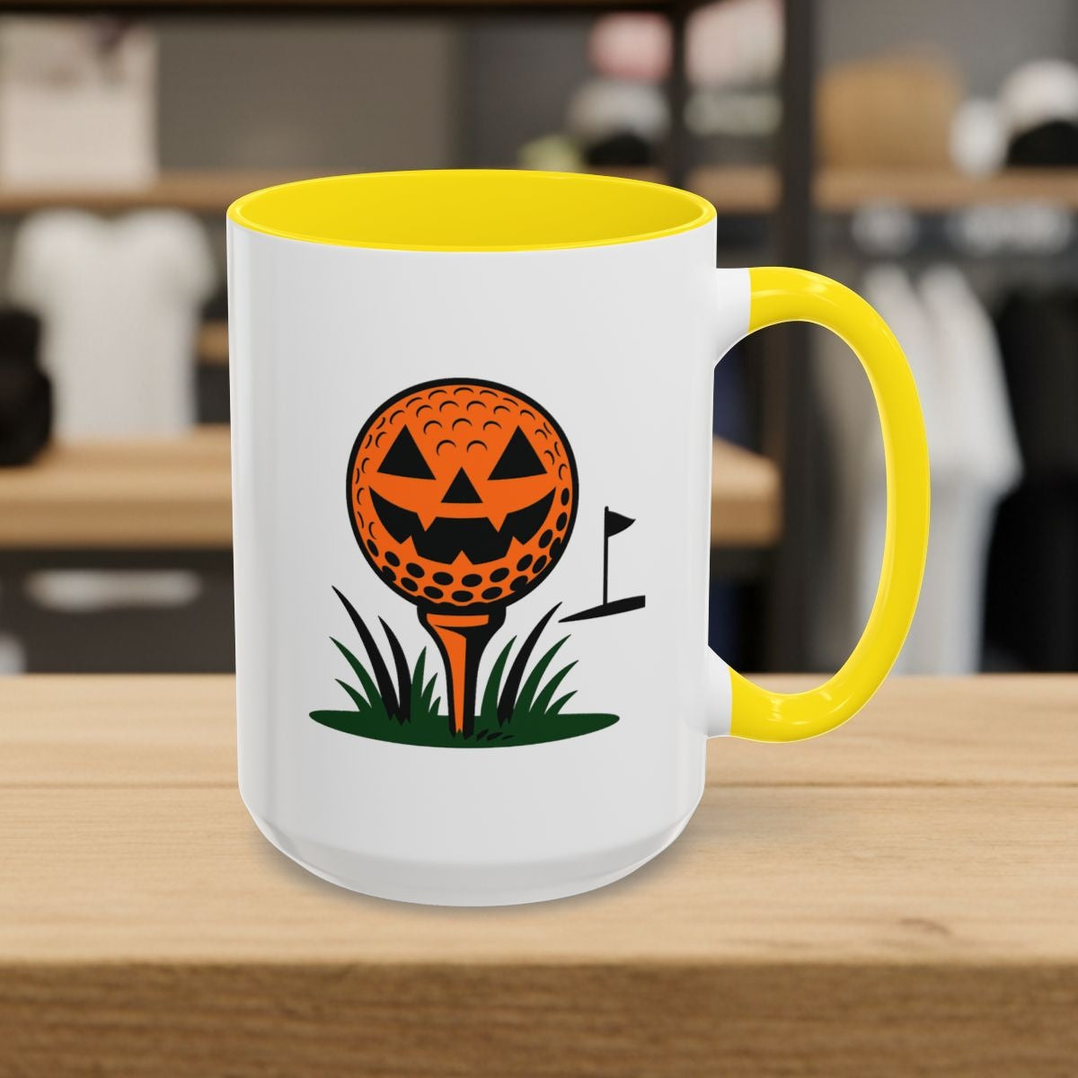 Tee Time Terror - Golf Mug - 15oz in Yellow
