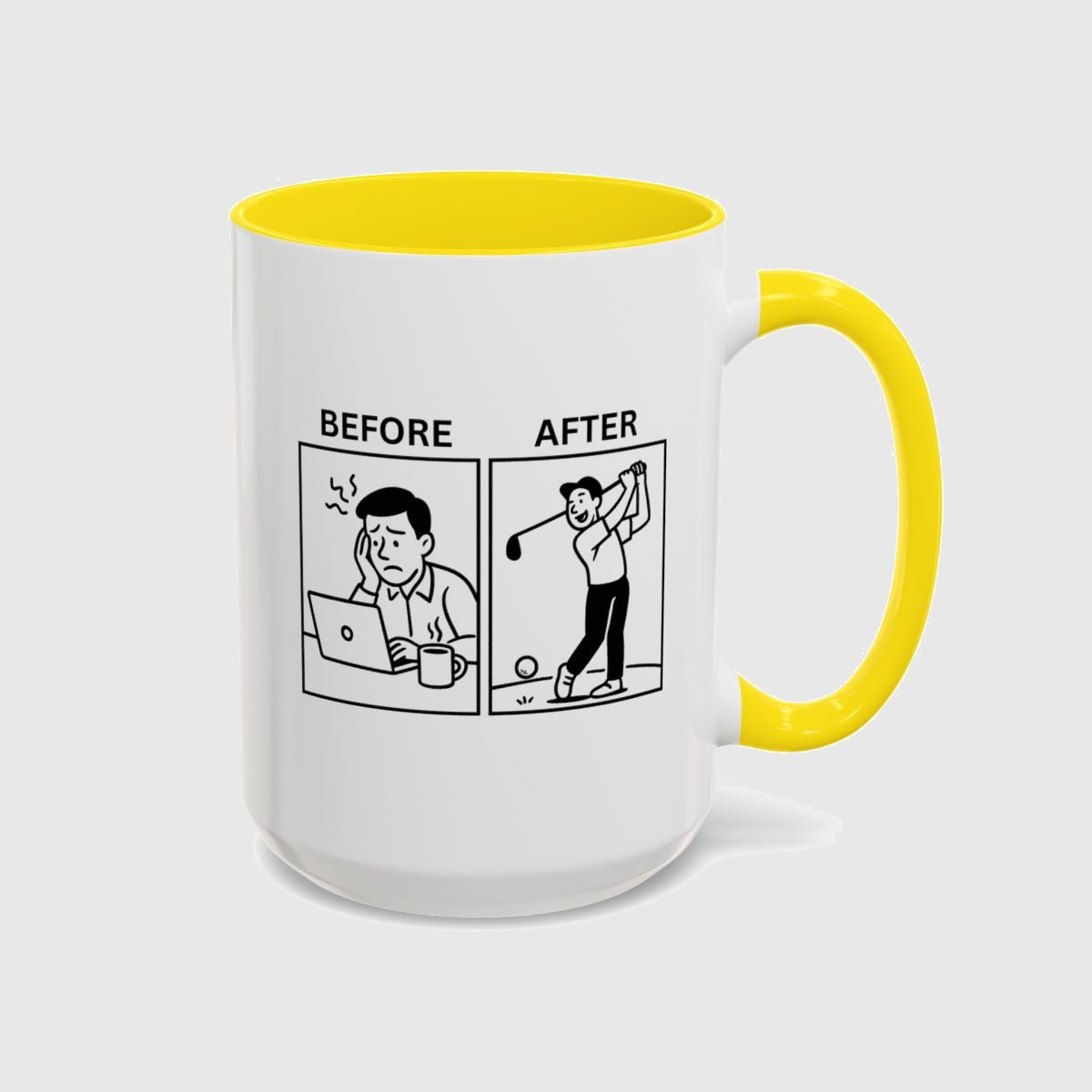 Before & After - Golf Mug in Yellow