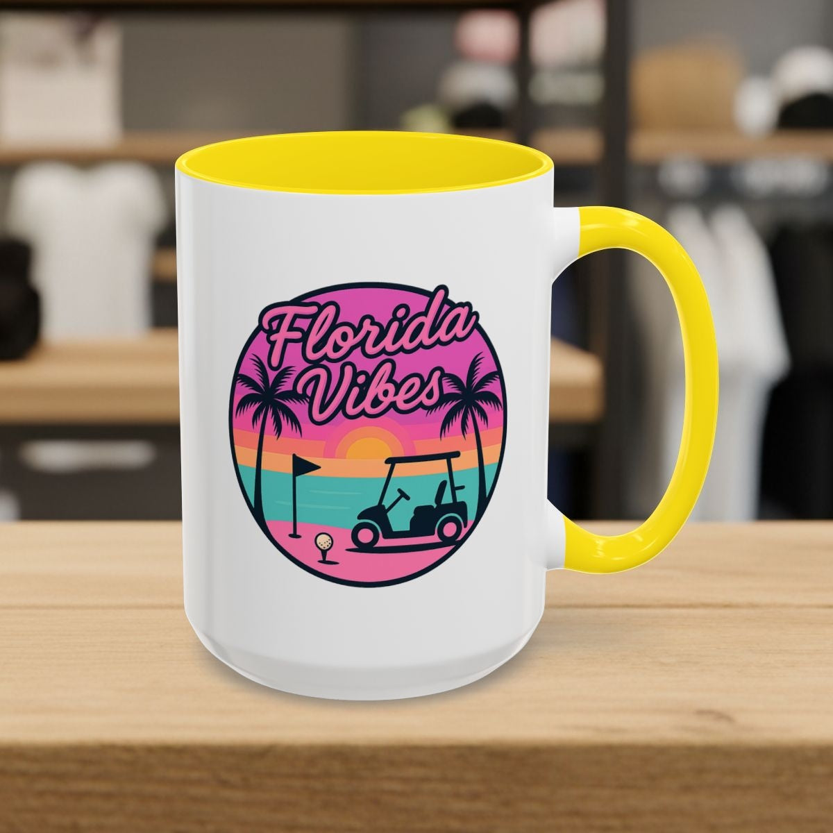 Golf Vibes - Florida Sunshine Edition - Golf Mug - 15oz in Yellow