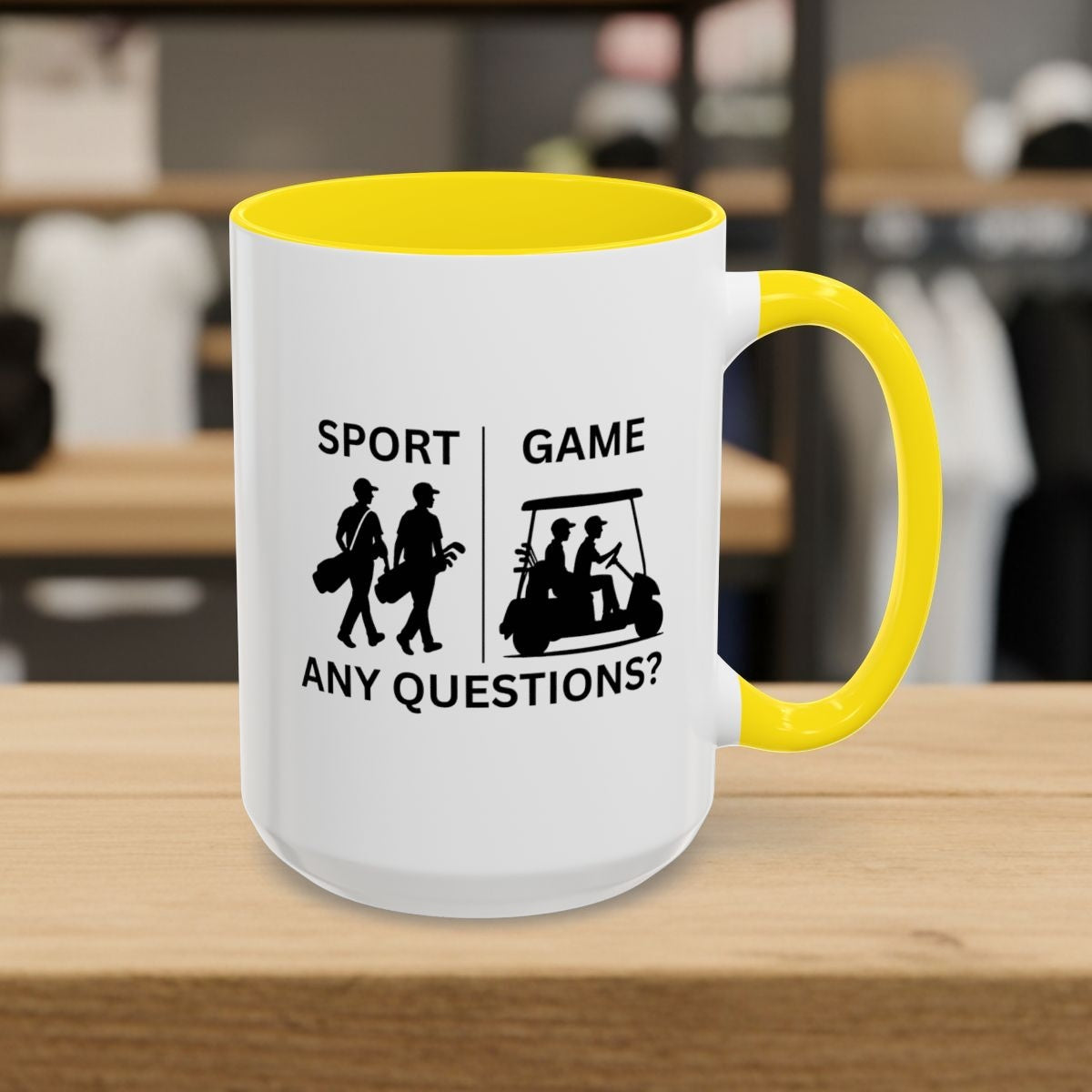 SPORT vs. GAME (Male) - Golf Mug - 15oz in Yellow