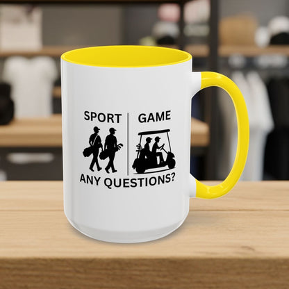 SPORT vs. GAME (Male) - Golf Mug - 15oz in Yellow