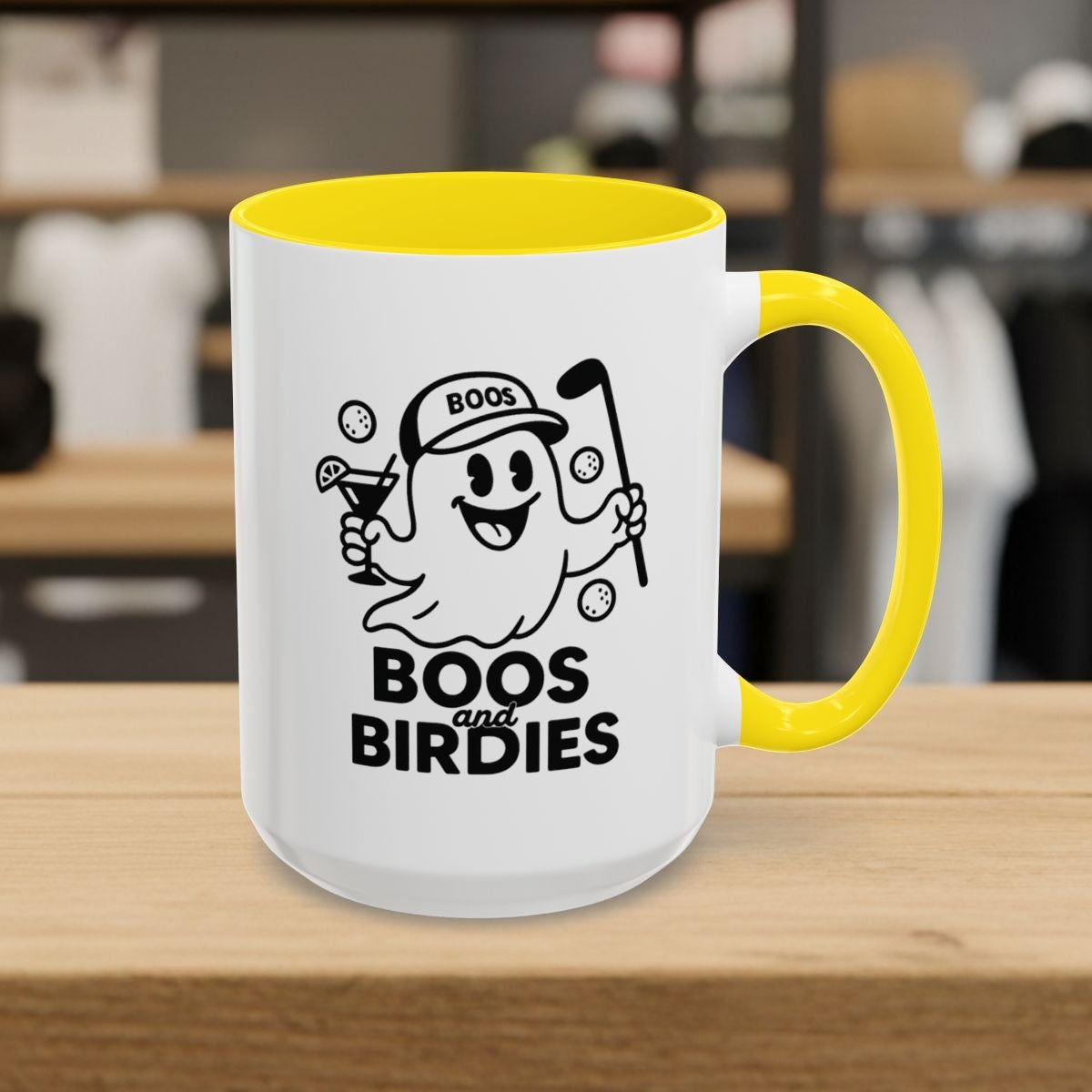 Boos and Birdies - Golf Mug - 15oz in Yellow