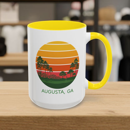 Retro Sunset - Augusta - Golf Mug in Yellow