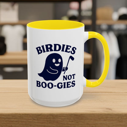 Birdies not BOO-GIES - Golf Mug - 15oz in Yellow
