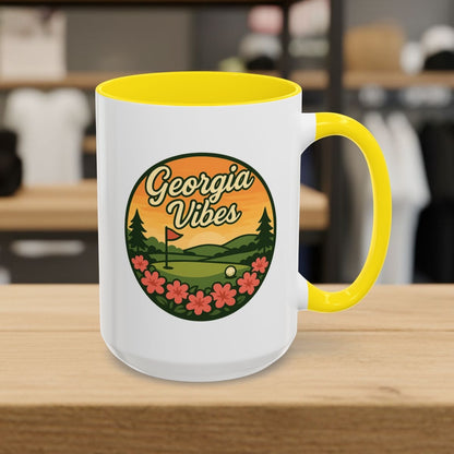 Golf Vibes - Georgia Azalea Edition - Golf Mug - 15oz in Yellow