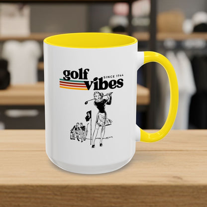 Golf Vibes Retro - Golf Mug - 15oz in Yellow