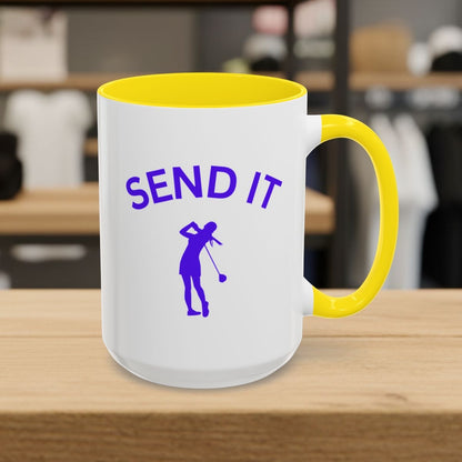 SEND IT (Female) - Golf Mug - 15oz in Yellow