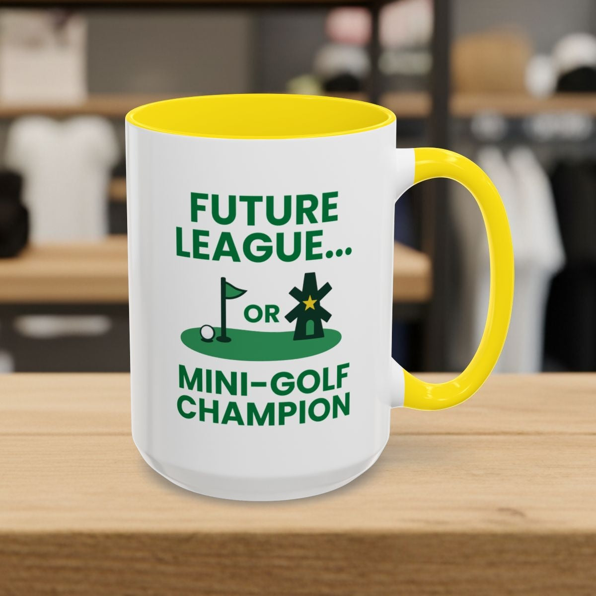Future League or Mini-Golf Champion - Golf Mug - 15oz in Yellow