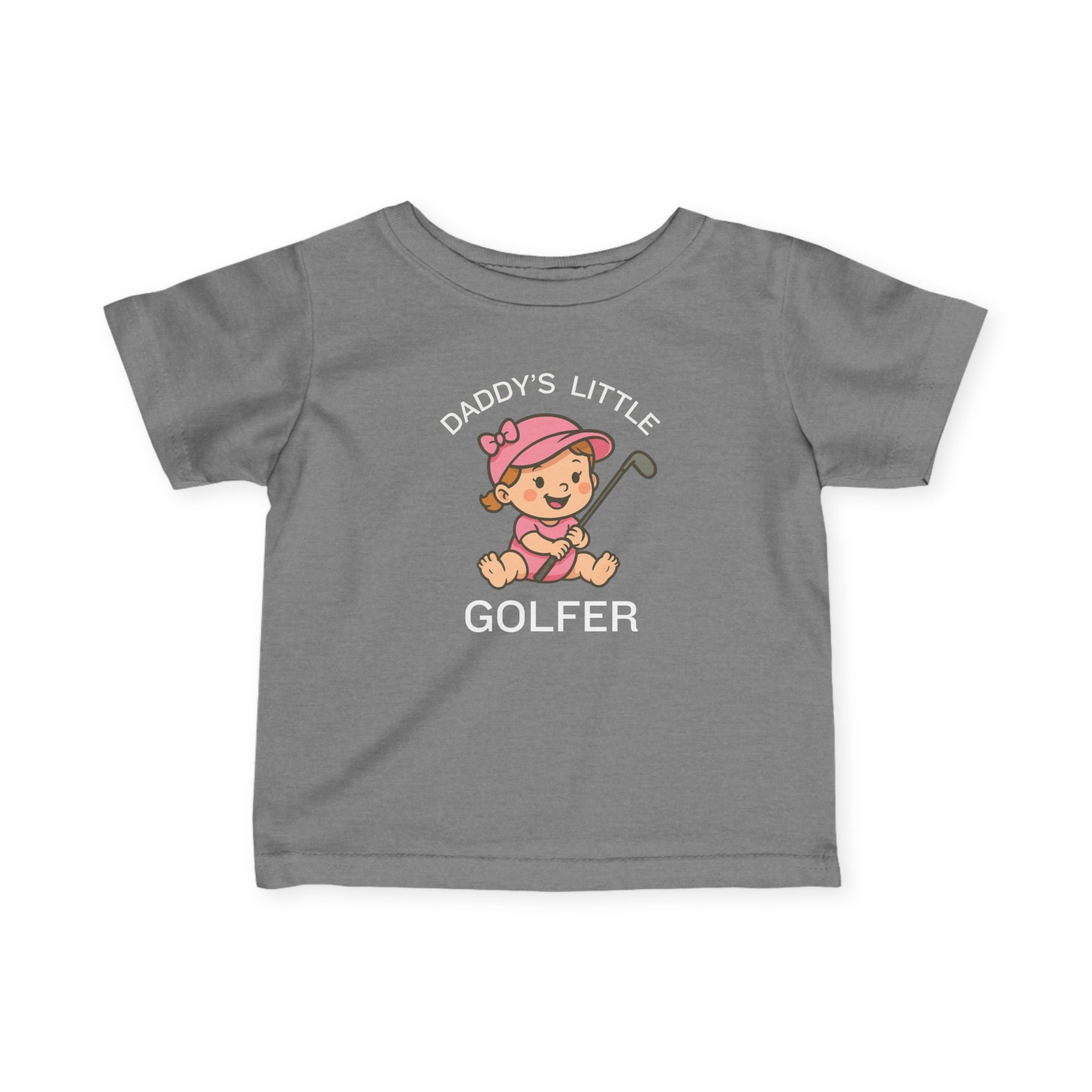 Daddy's Little Golfer - Infant Tee for girls in Granite Heather, great for casual wear. Find more fun golf focused products at oneforetheages.com