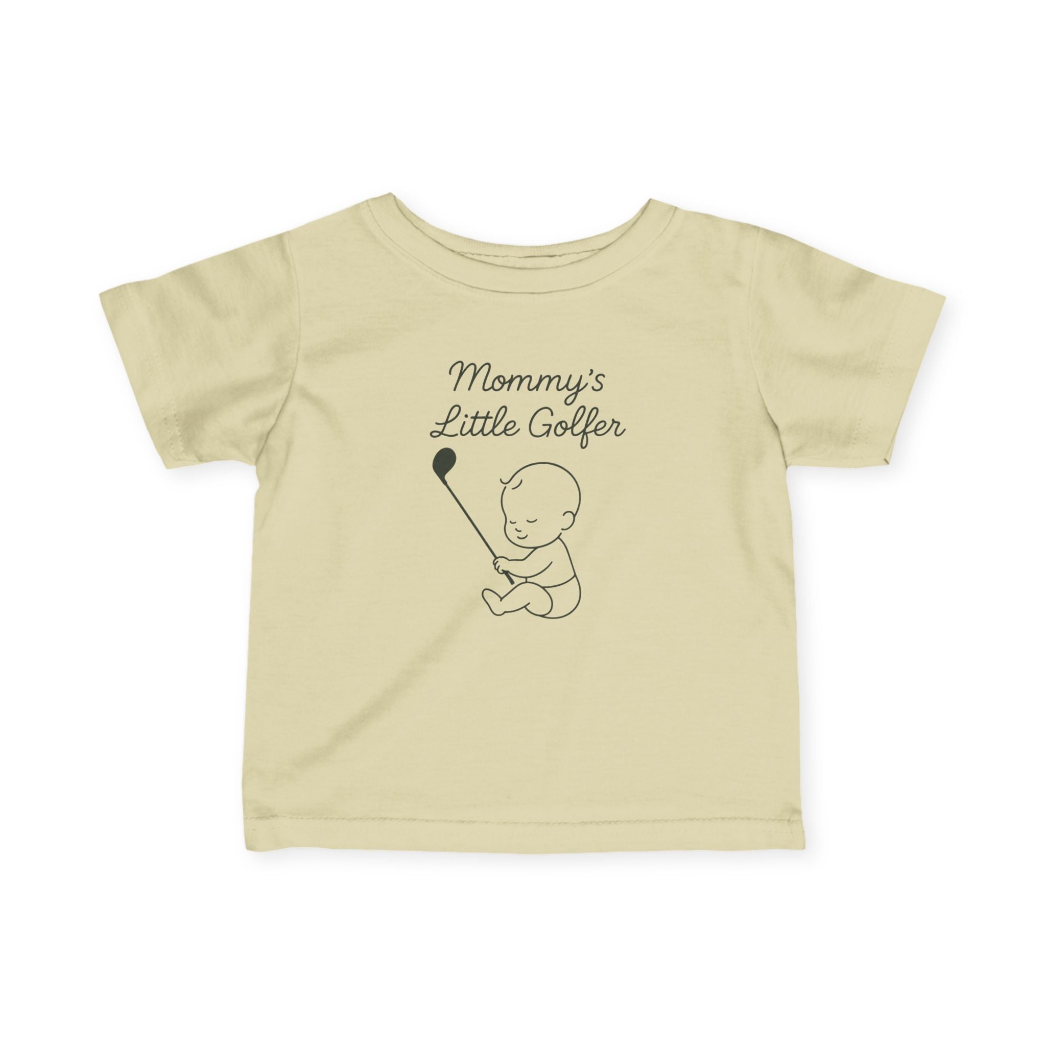 Mommy's Little Golfer - Baby T-shirt in Natural, great for casual wear. Find more fun golf focused products at oneforetheages.com