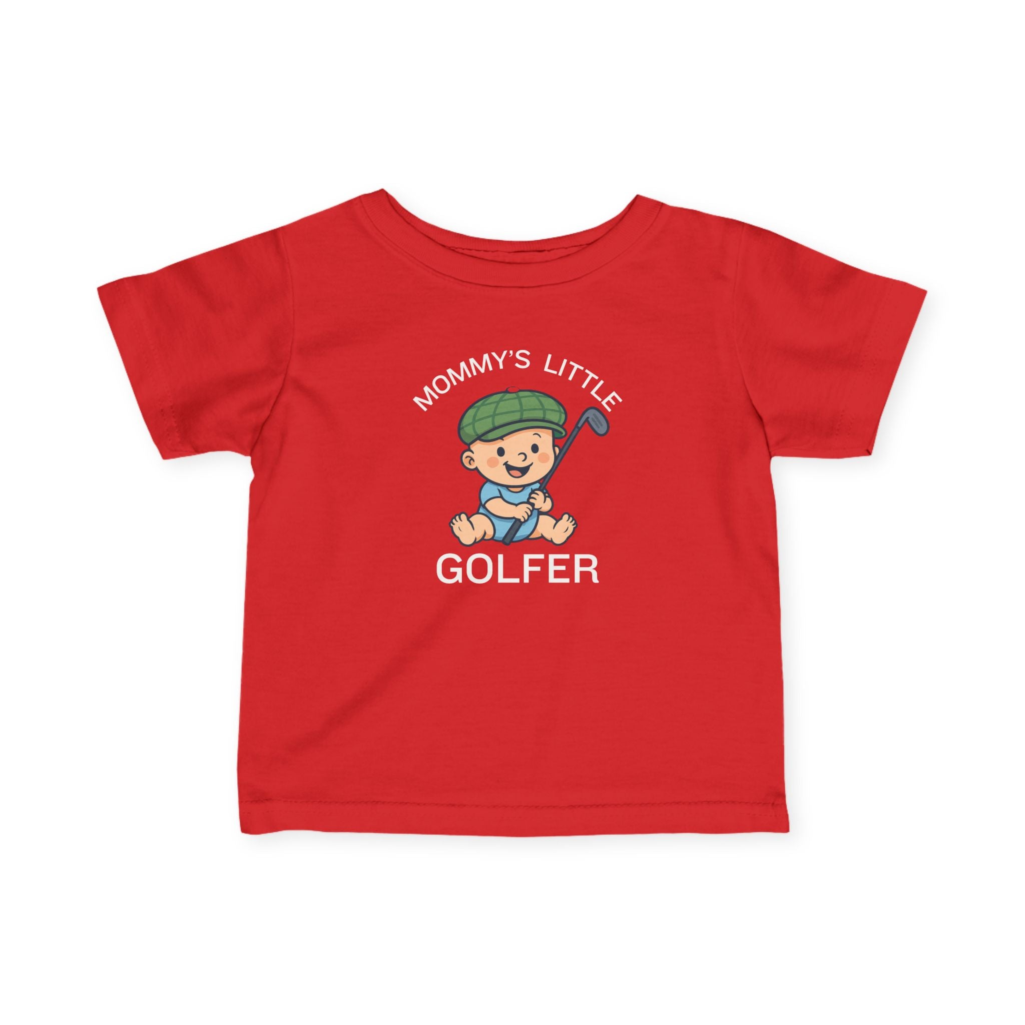 Mommy's Little Golfer - Infant Tee for boys in Red, great for casual wear. Find more fun golf focused products at oneforetheages.com