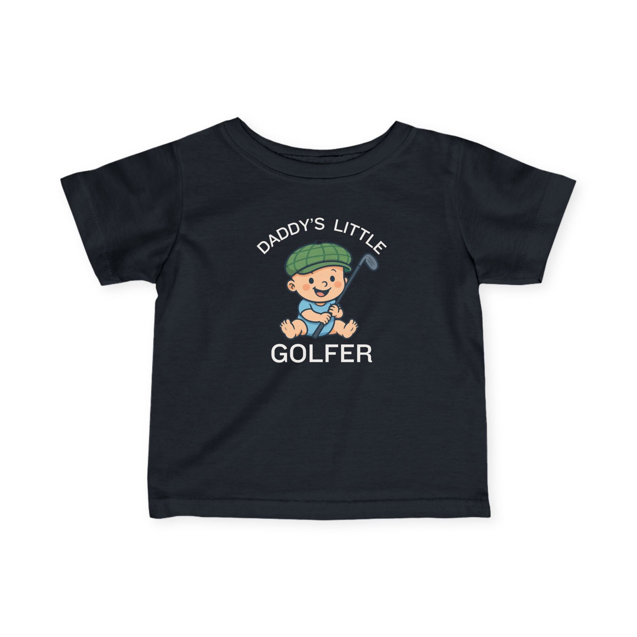 Daddy's Little Golfer - Infant Tee for boys in Black, great for casual wear. Find more fun golf focused products at oneforetheages.com