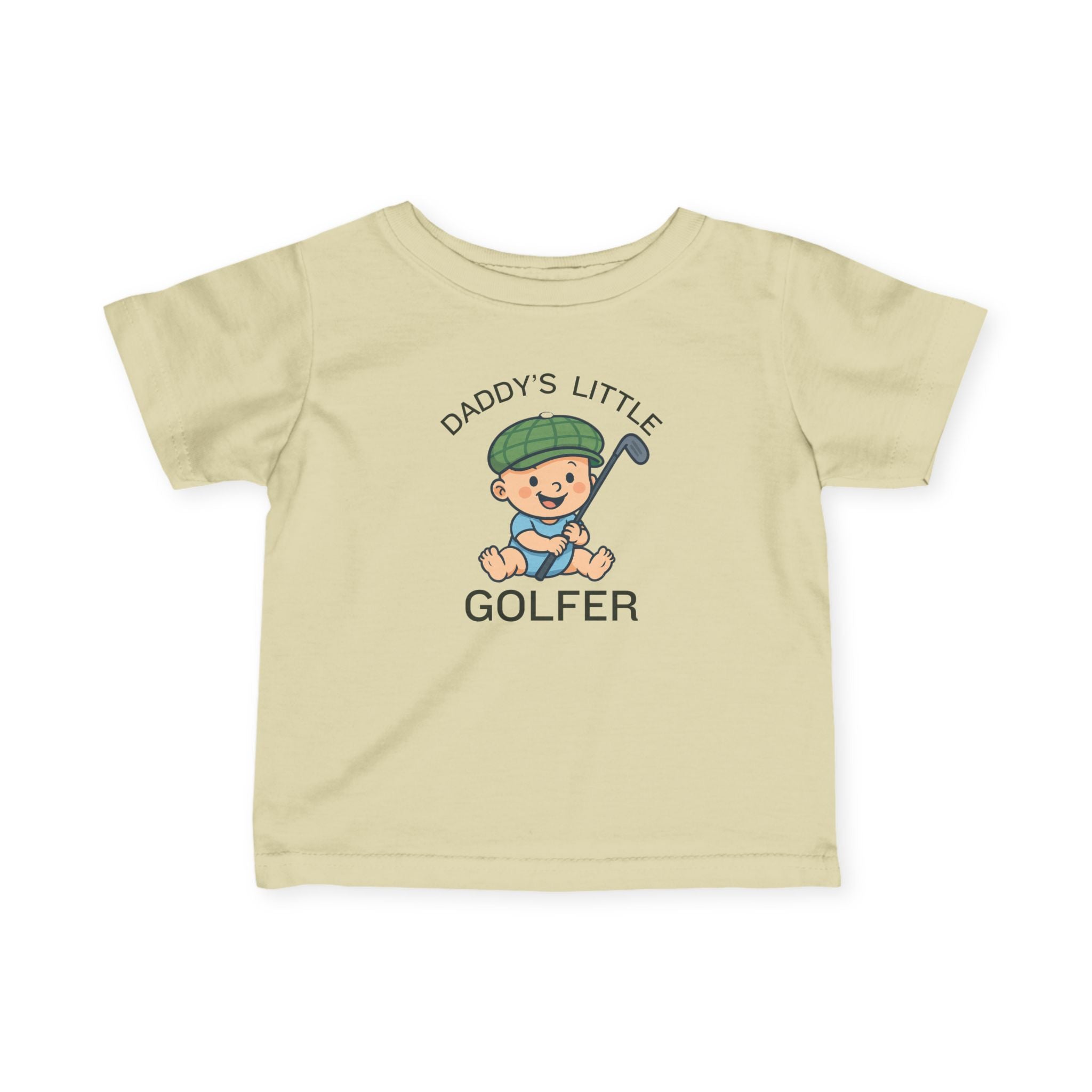 Daddy's Little Golfer - Infant Tee for boys in Natural, great for casual wear. Find more fun golf focused products at oneforetheages.com