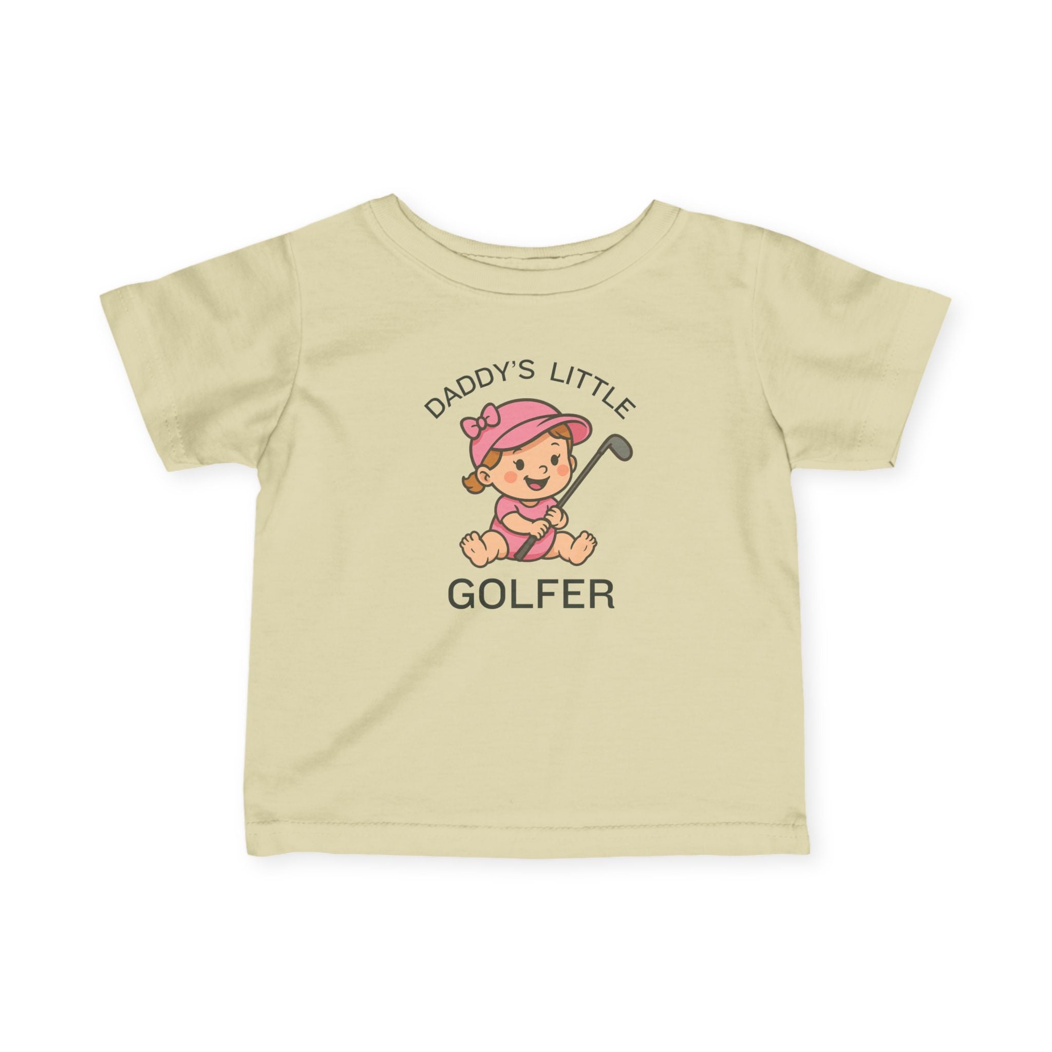 Daddy's Little Golfer - Infant Tee for girls in Natural, great for casual wear. Find more fun golf focused products at oneforetheages.com