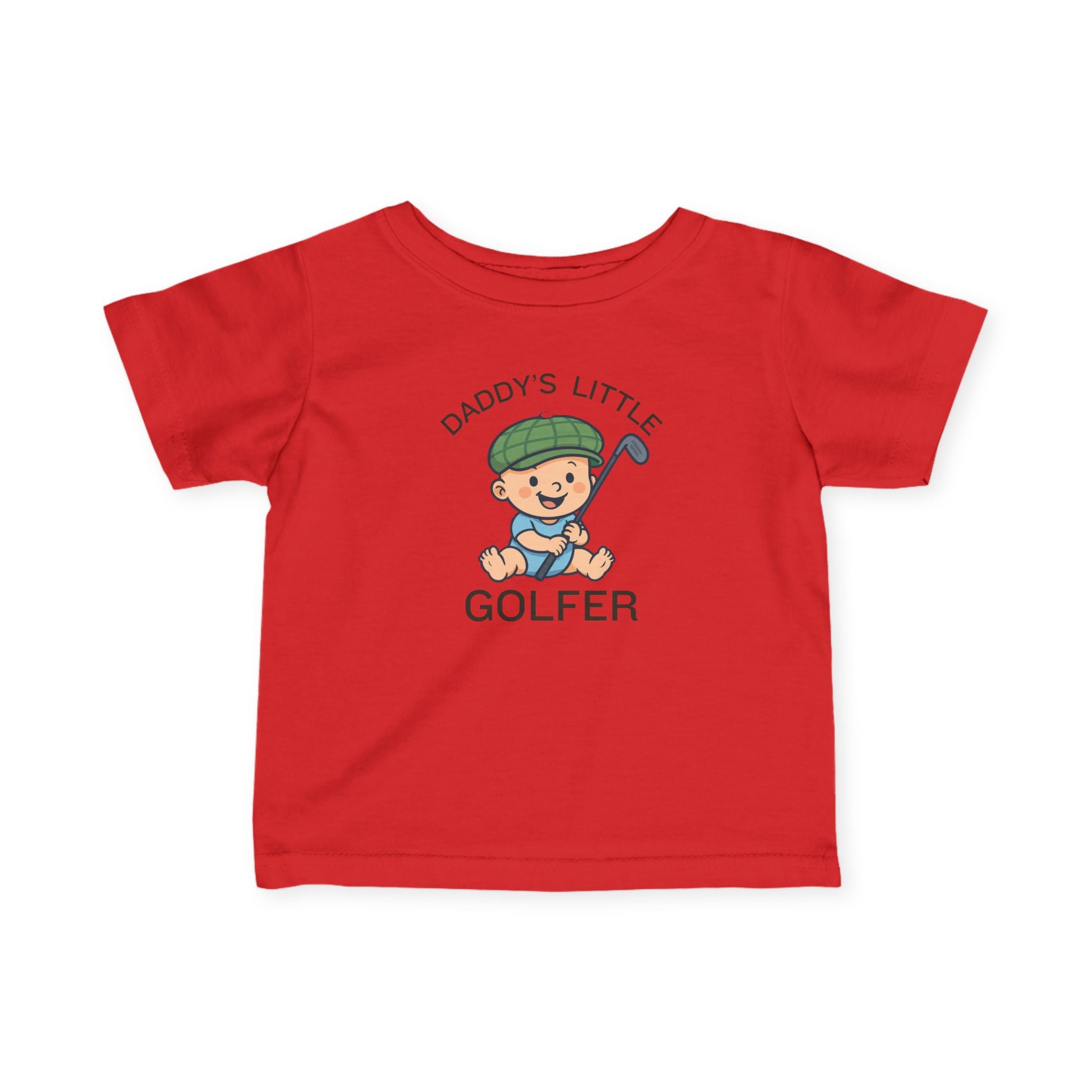 Daddy's Little Golfer - Infant Tee for boys in Red, great for casual wear. Find more fun golf focused products at oneforetheages.com