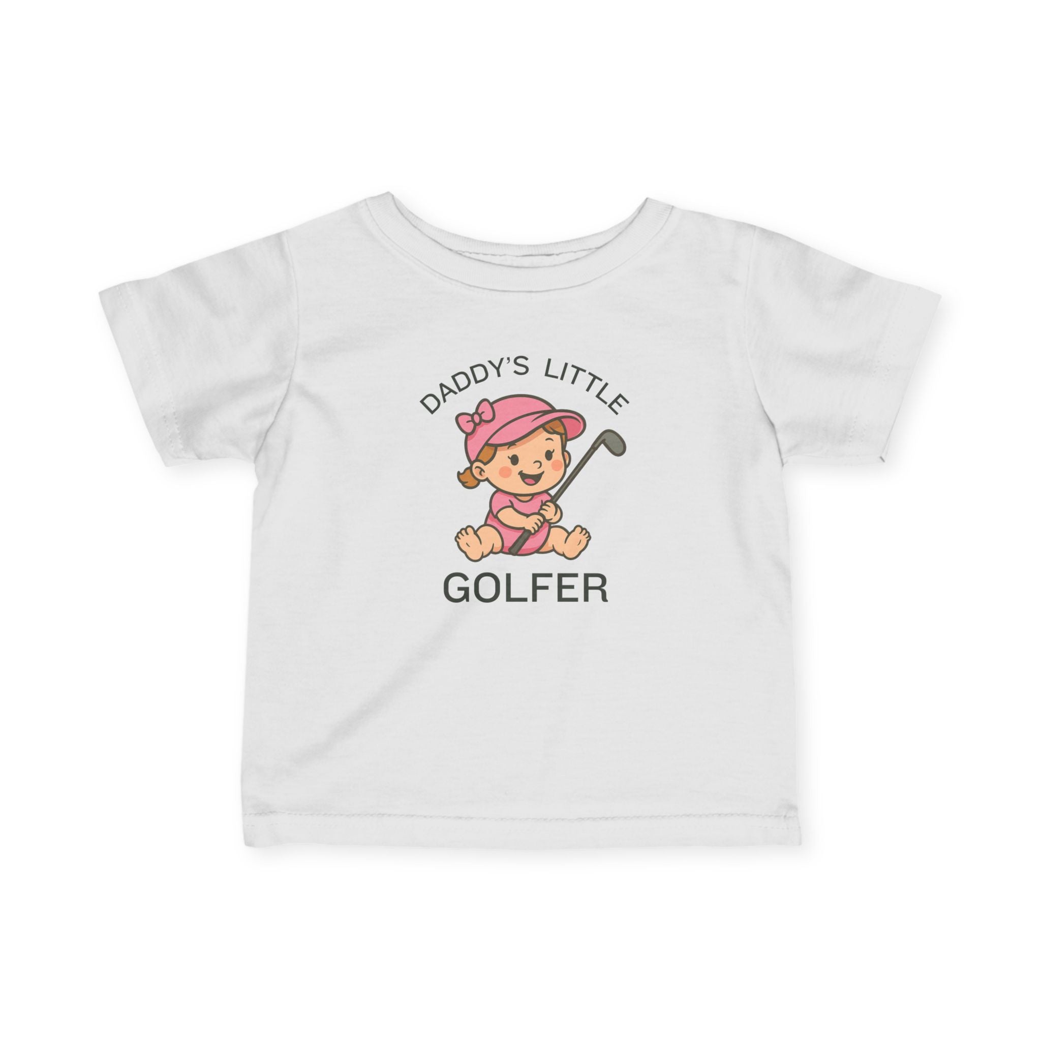 Daddy's Little Golfer - Infant Tee for girls in White, great for casual wear. Find more fun golf focused products at oneforetheages.com