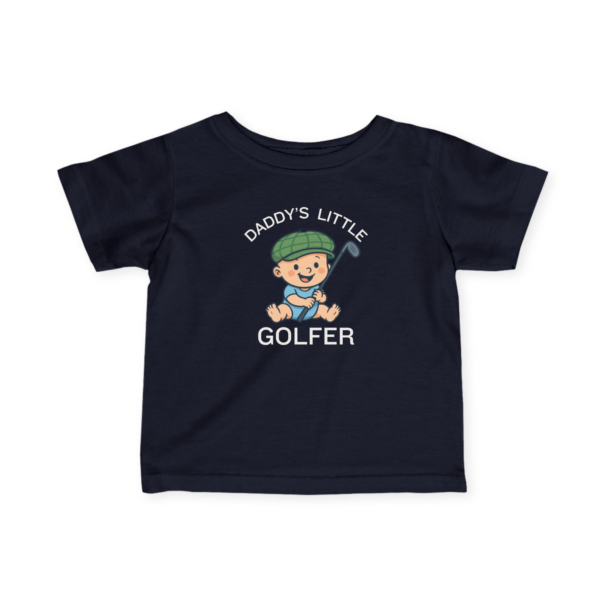 Daddy's Little Golfer - Infant Tee for boys in Navy, great for casual wear. Find more fun golf focused products at oneforetheages.com