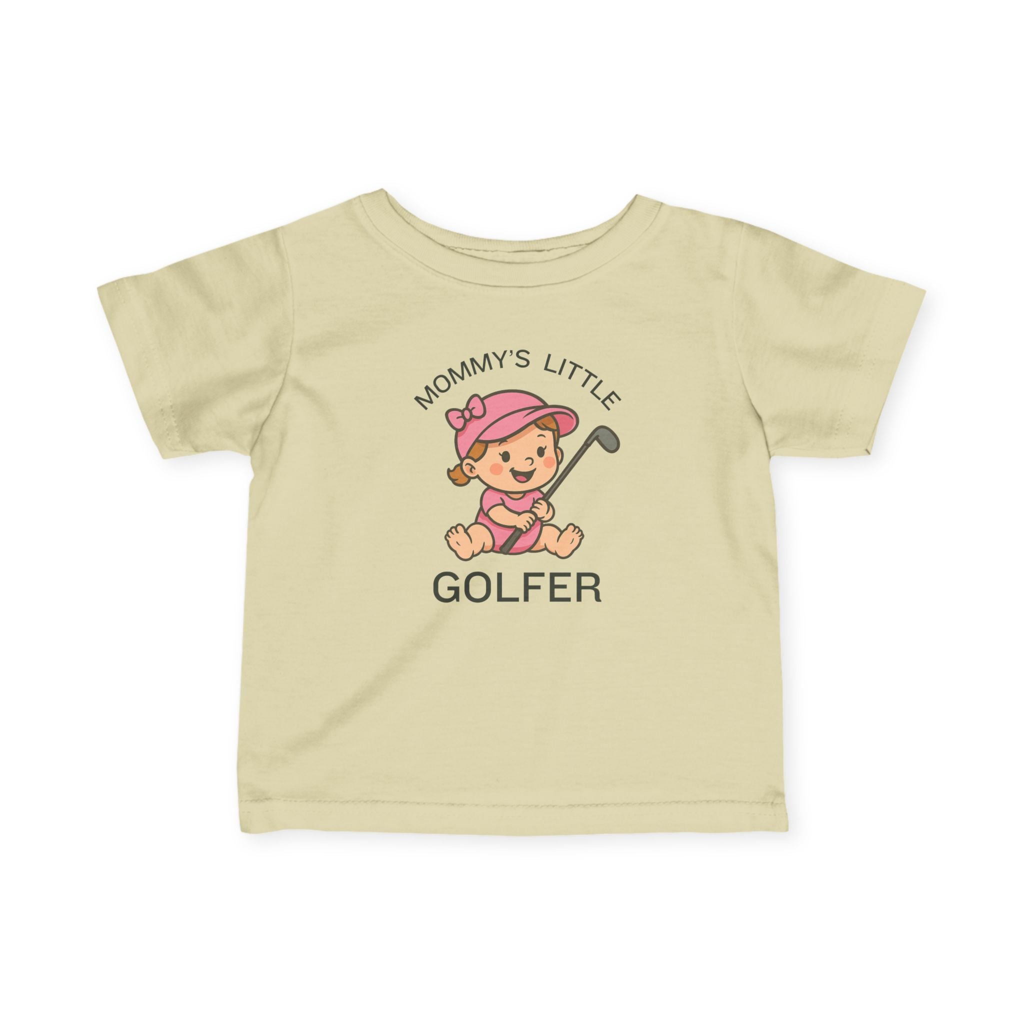 Mommy's Little Golfer - Infant Tee for girls in Natural, great for casual wear. Find more fun golf focused products at oneforetheages.com