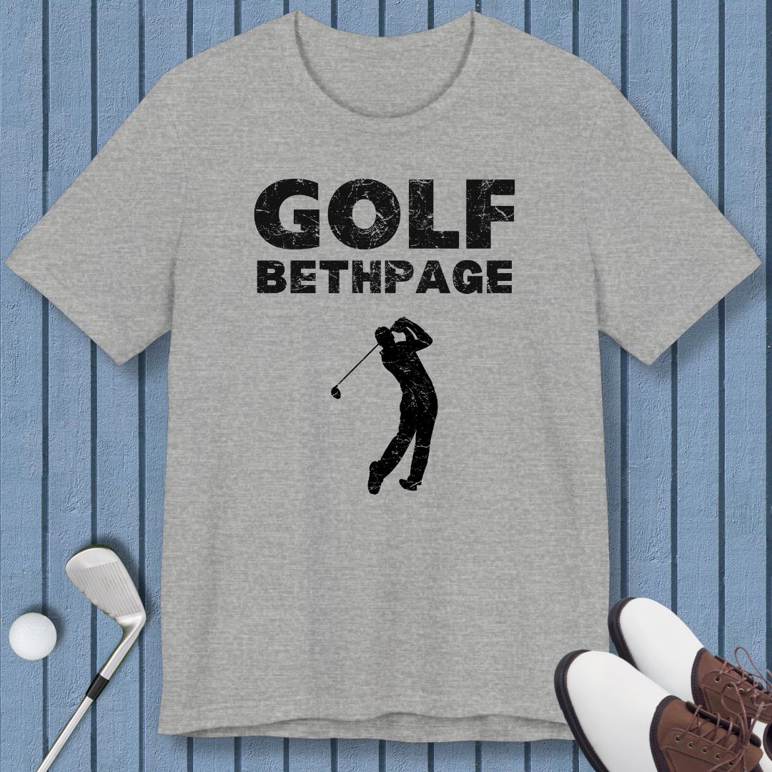 Golf Bethpage - Male T-shirt in Athletic Heather, great for casual wear. Find more fun golf focused products at oneforetheages.com