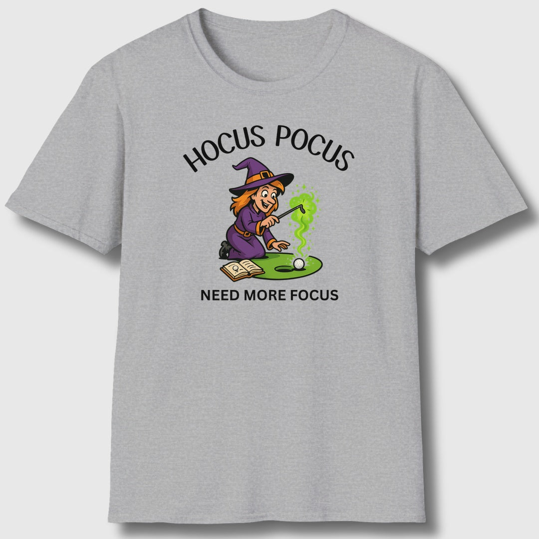 Hocus Pocus, Need More Focus - Adult Golf T-Shirt in Athletic Heather