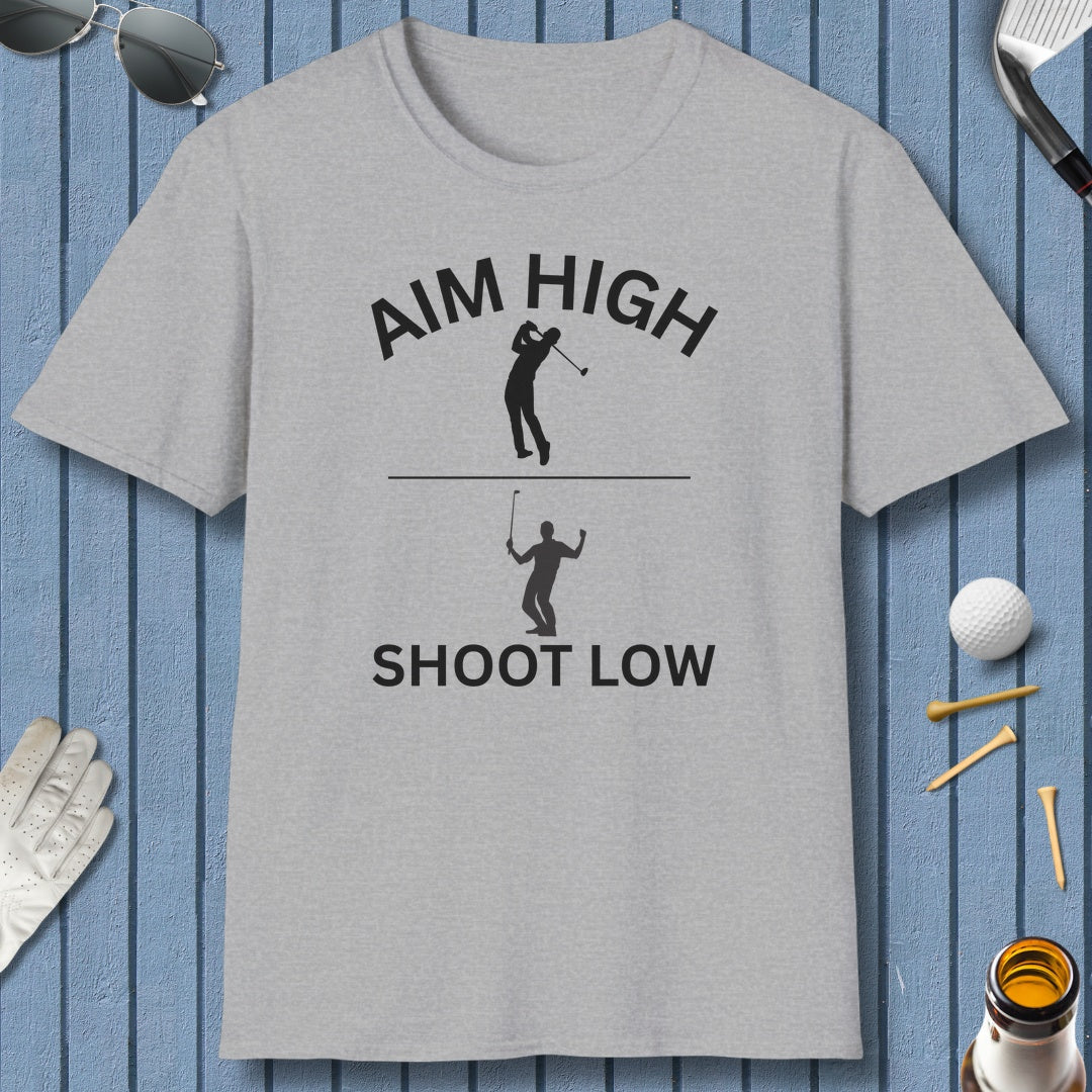 Aim High - Shoot Low (Male) - Adult Golf T-Shirt in Sport Grey