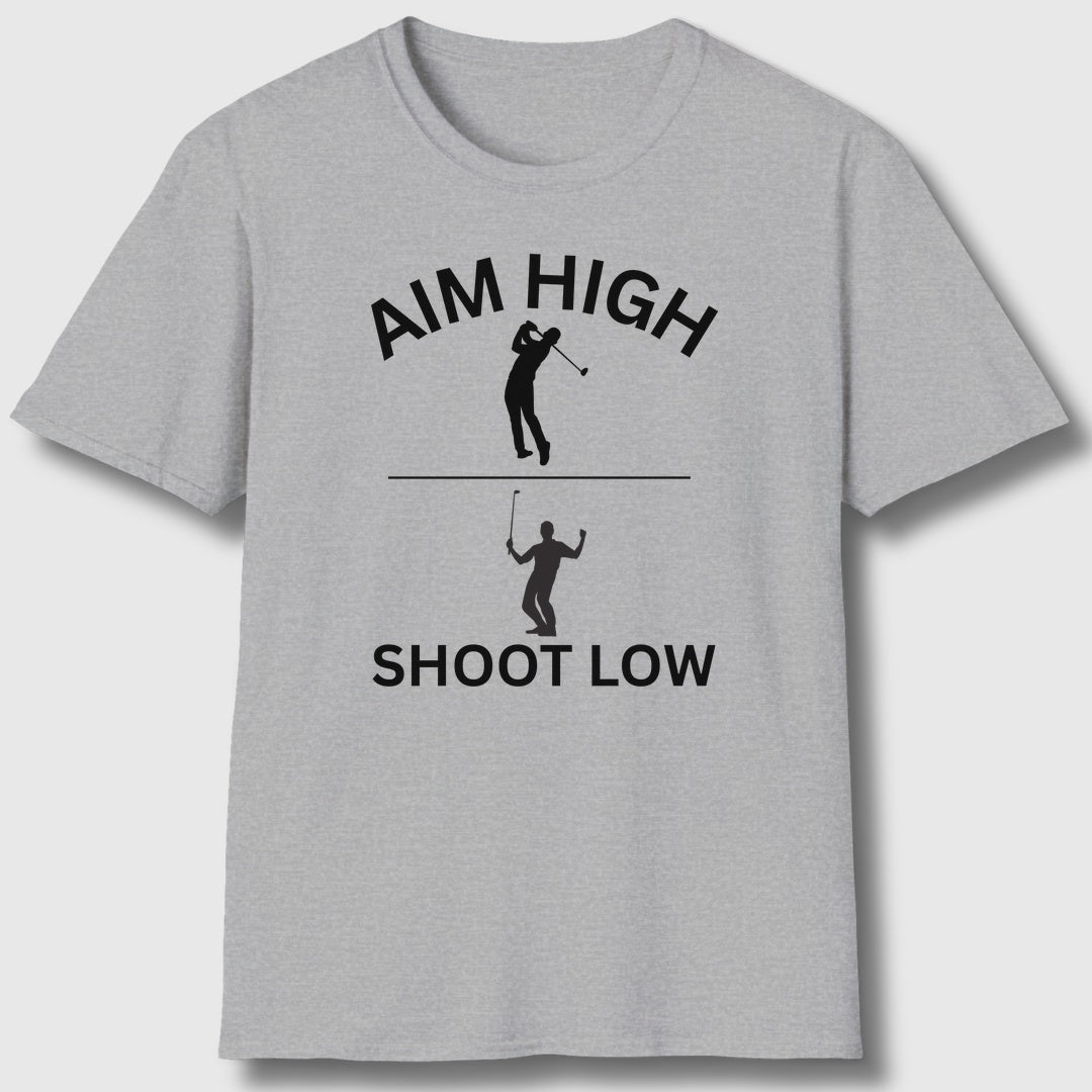 Aim High - Shoot Low (Male) - Adult Golf T-Shirt in Athletic Heather