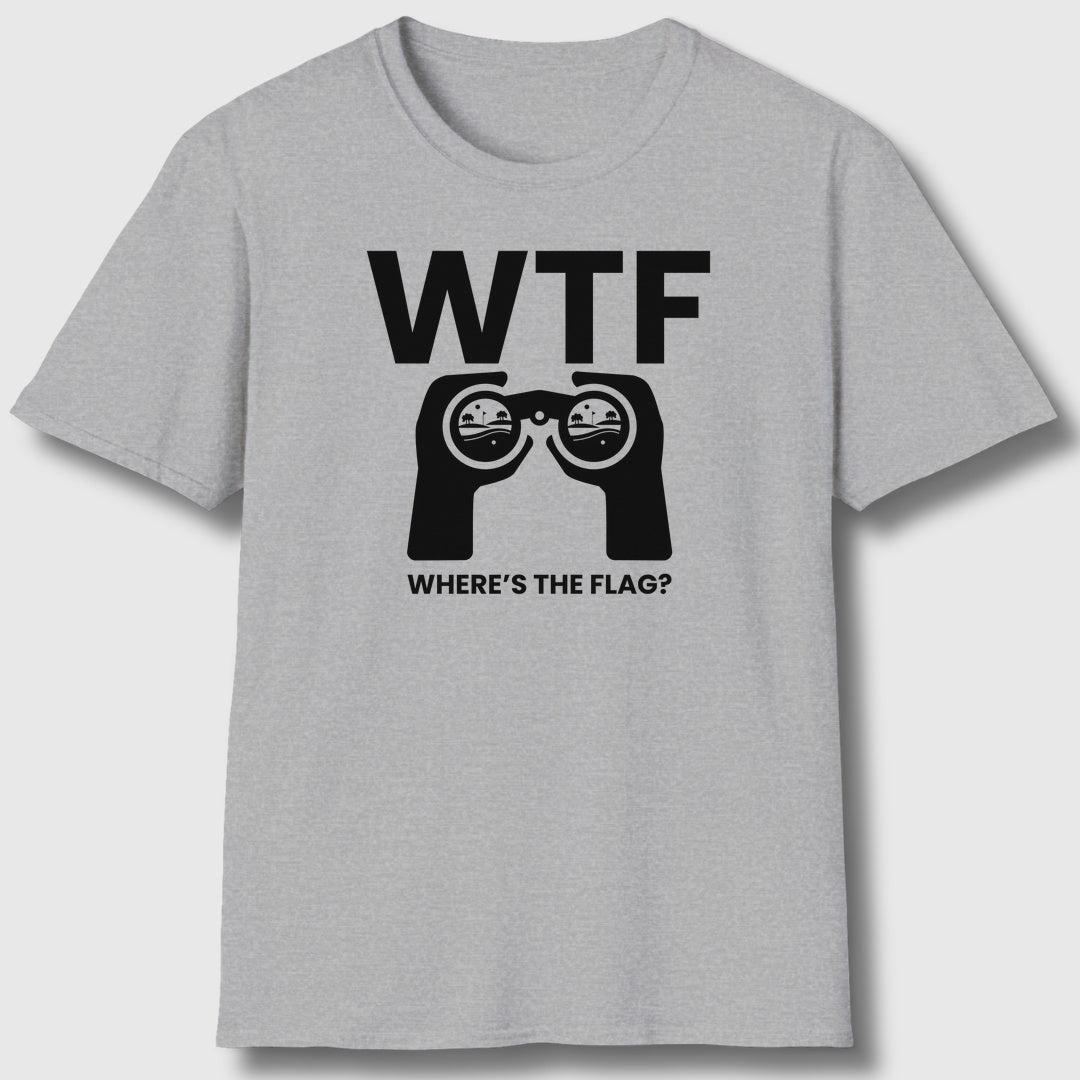 WTF - Where's the Flag - Adult Golf T-Shirt in Athletic Heather