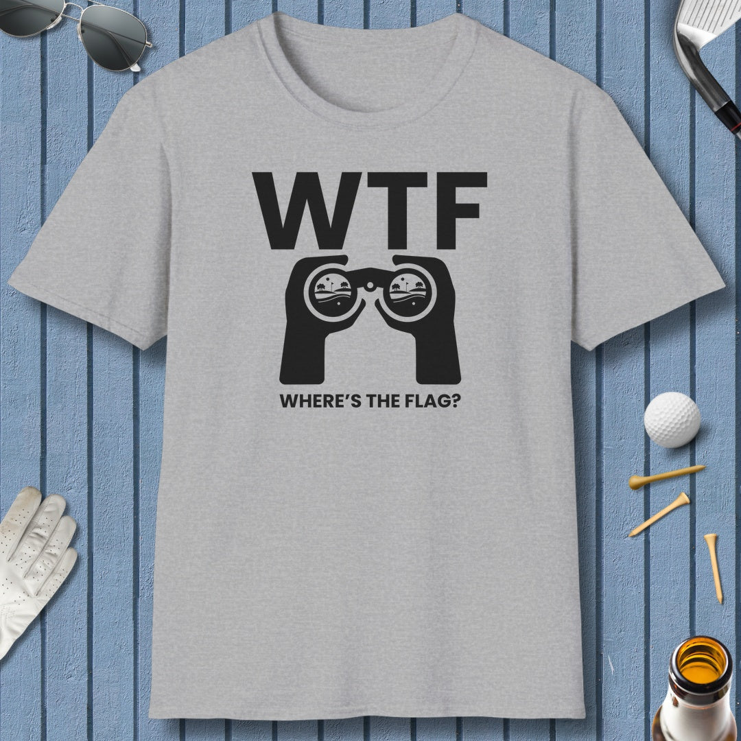 WTF - Where's the Flag - Adult Golf T-Shirt in Sport Grey