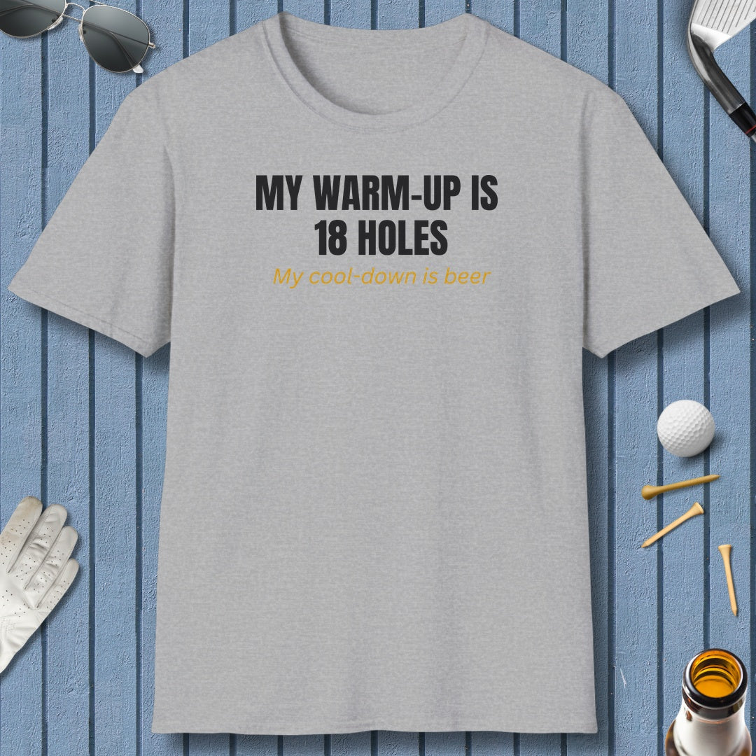 My Warm-Up Is 18 Holes. My Cool-Down Is Beer. - Adult Golf T-Shirt in Athletic Heather
