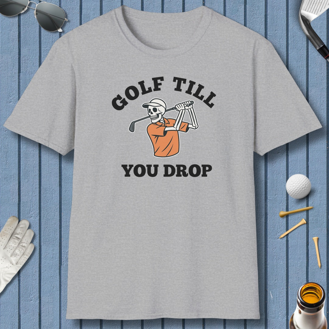 Golf Till You Drop - Adult Golf T-Shirt in Sport Grey