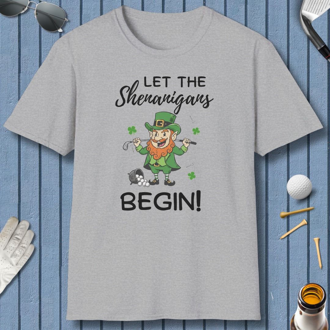 Let The Shenanigans Begin - Adult Golf T-Shirt in Sport Grey