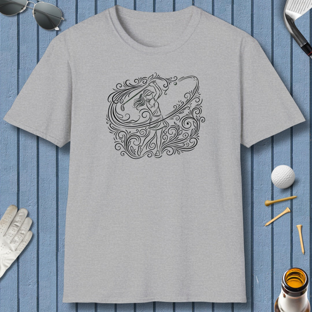 EVERY SWING TELLS A STORY - Women's Golf Vine Art - Adult Golf T-Shirt in Athletic Heather
