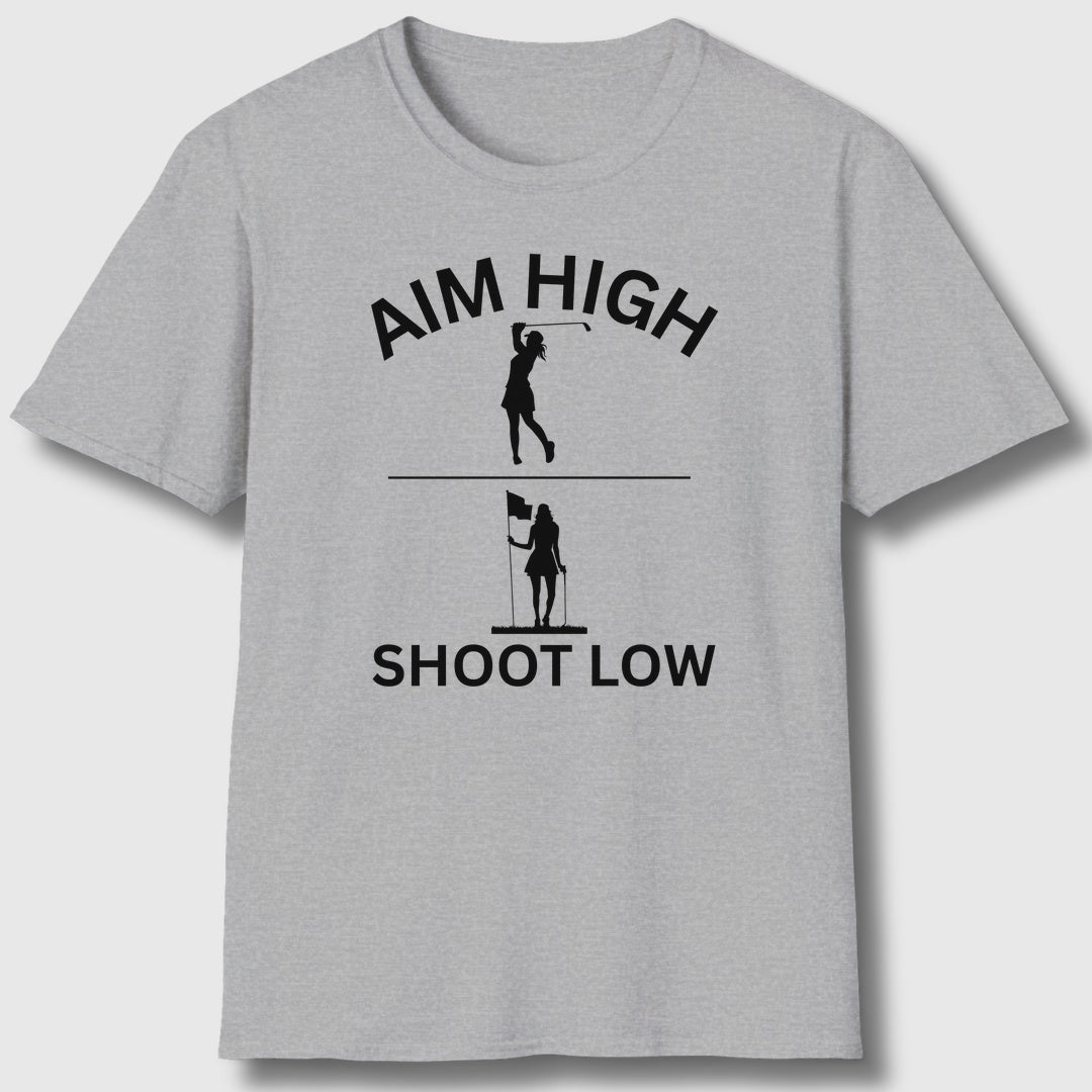 Aim High - Shoot Low (Female) - Adult Golf T-Shirt in Athletic Heather