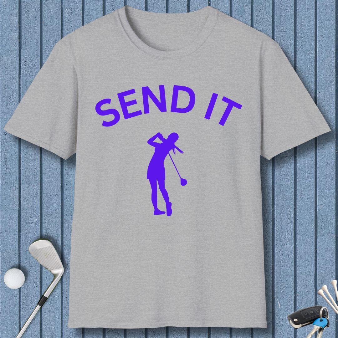 SEND IT - Female - T-Shirt in Sport Grey, great for casual wear. Find more fun golf focused products at oneforetheages.com