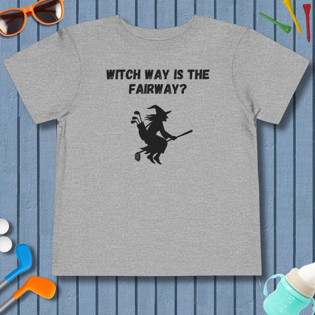 Witch Way is the Fairway - Toddler Golf T-Shirt in Athletic Heather
