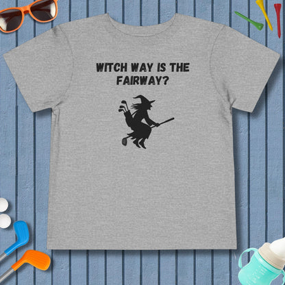 Witch Way is the Fairway - Toddler Golf T-Shirt in Athletic Heather