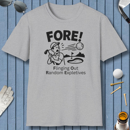 FORE! - Flinging Out Random Expletives! - Adult Golf T-Shirt in Sport Grey