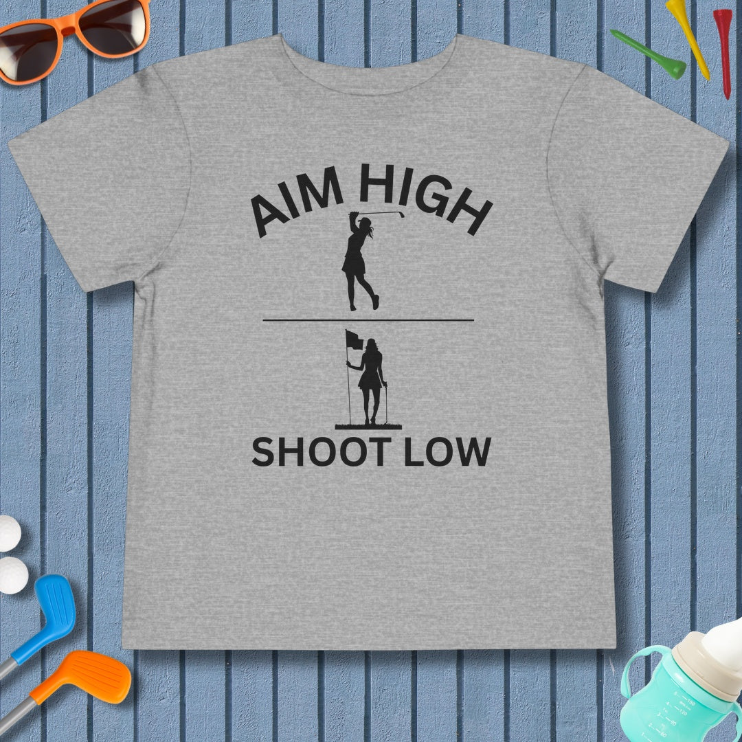 Aim High - Shoot Low (Female) - Toddler Golf T-Shirt in Athletic Heather