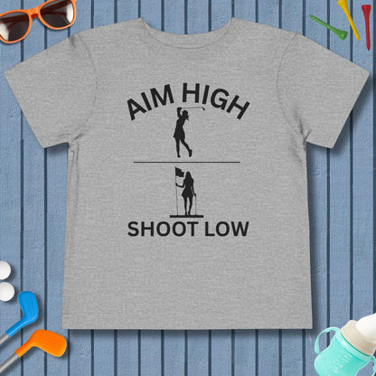 Aim High - Shoot Low (Female) - Toddler Golf T-Shirt in Athletic Heather