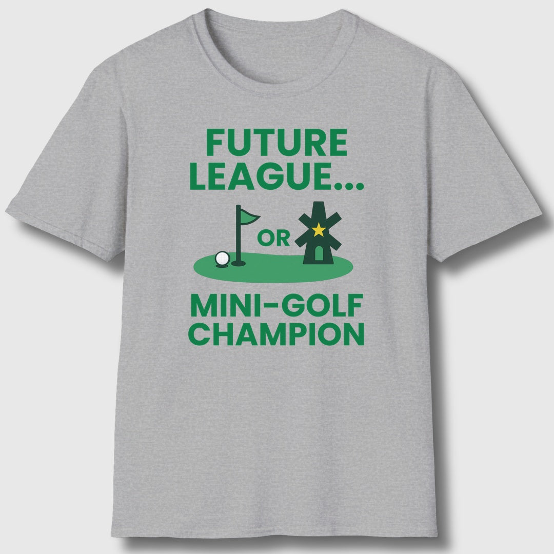 Future League or Mini-Golf Champion - Adult Golf T-Shirt in Athletic Heather