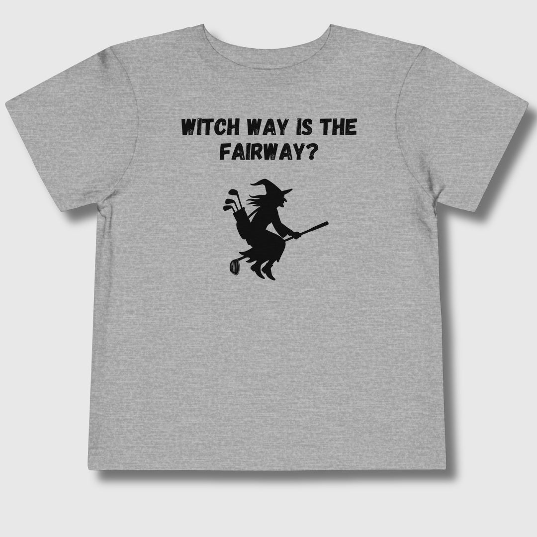 Witch Way is the Fairway - Toddler Golf T-Shirt in Athletic Heather