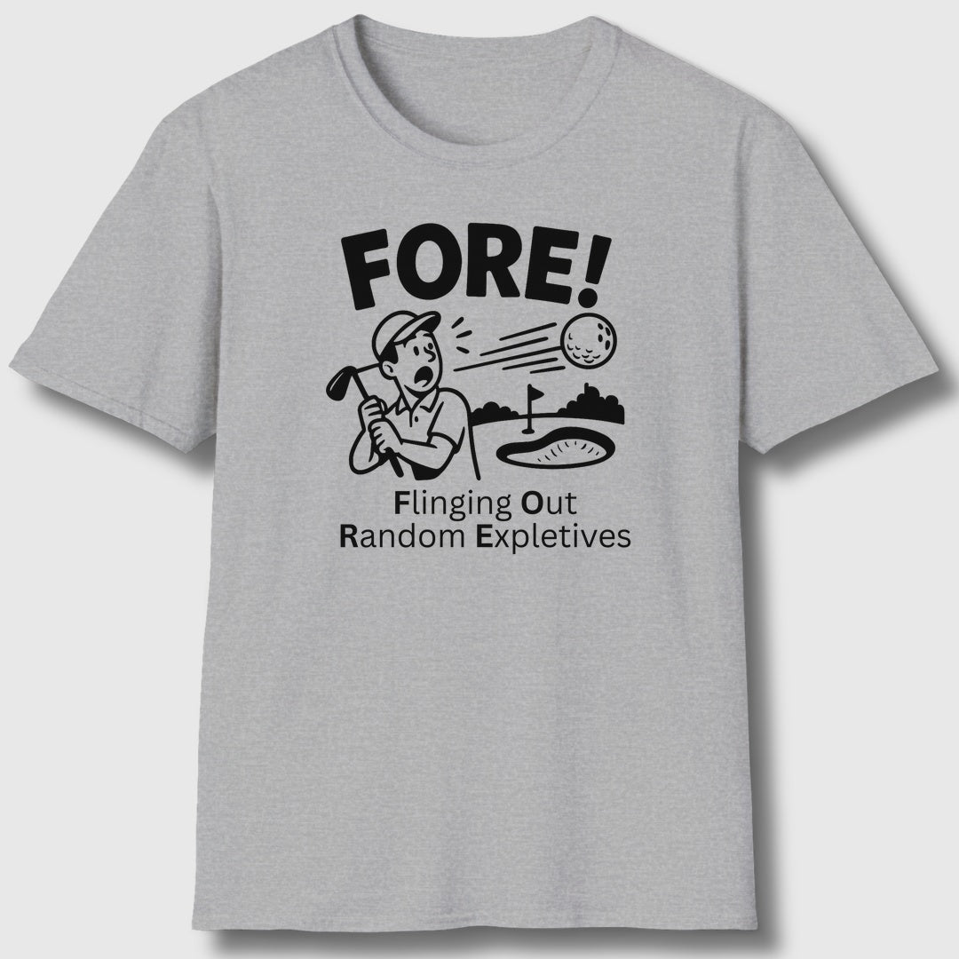 FORE! - Flinging Out Random Expletives! - Adult Golf T-Shirt in Athletic Heather