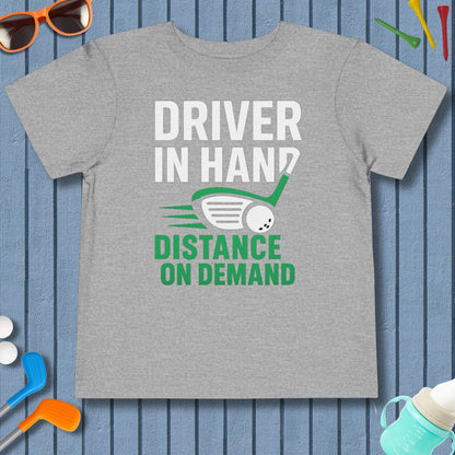Driver in Hand - Distance on Demand - Toddler Golf T-Shirt in Athletic Heather