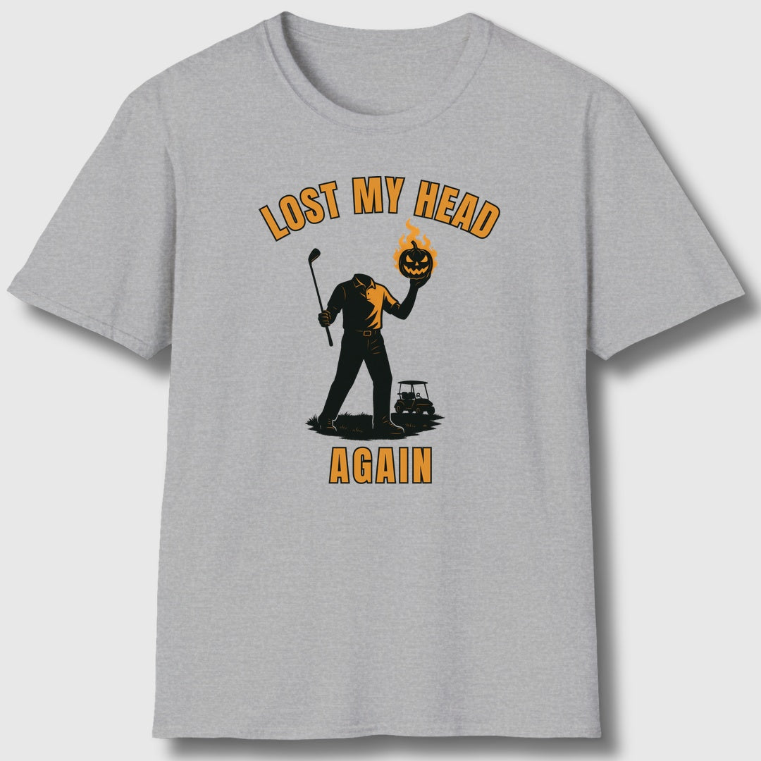 Lost My Head, Again - Adult Golf T-Shirt in Athletic Heather