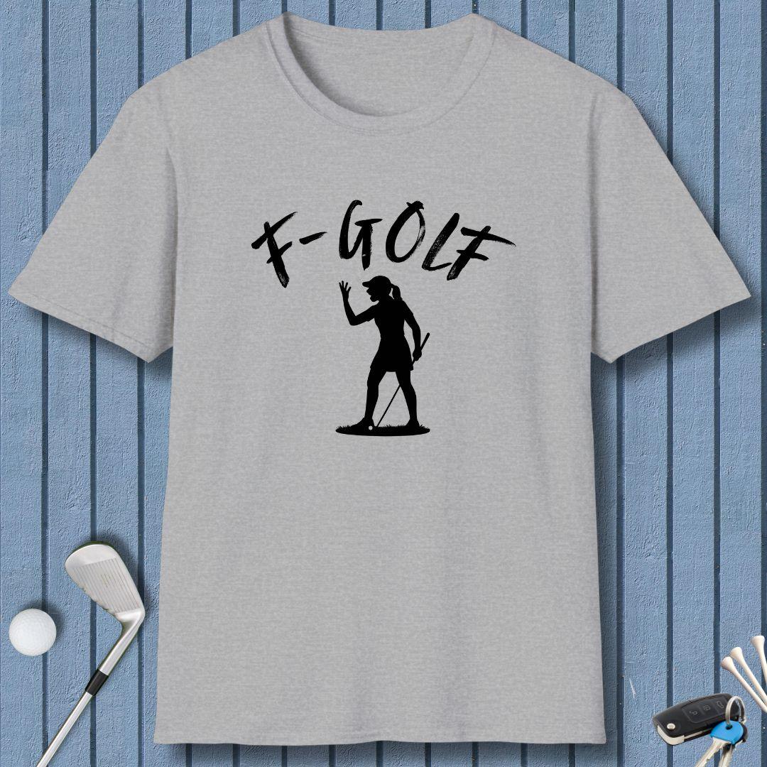 F-Golf - Female Golfer T-Shirt in Sport Grey, great for casual wear. Find more fun golf focused products at oneforetheages.com
