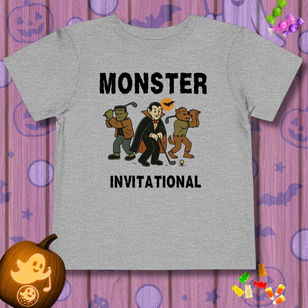Monster Invitational - Toddler Halloween T-shirt in Athletic Heather, great for casual wear. Find more fun golf focused products at oneforetheages.com
