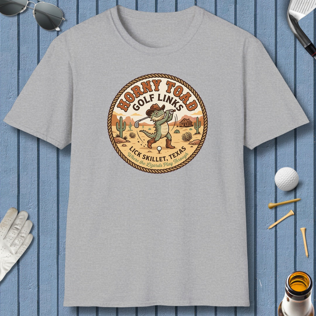 Horny Toad Golf Links - Lick Skillet, Texas - Adult Golf T-Shirt in Athletic Heather
