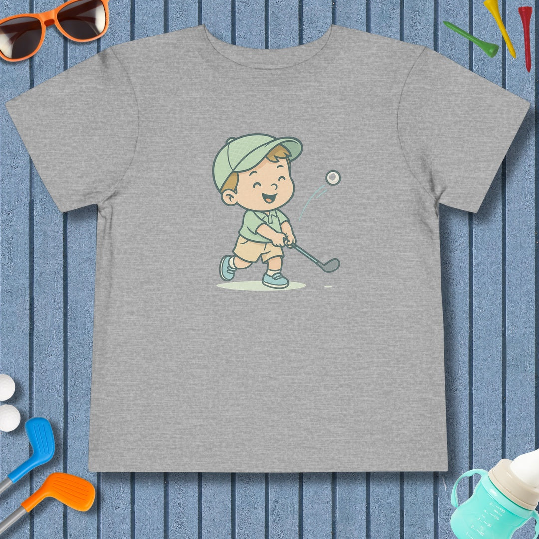 Happy Boy Golfer - Toddler Golf T-Shirt in Athletic Heather